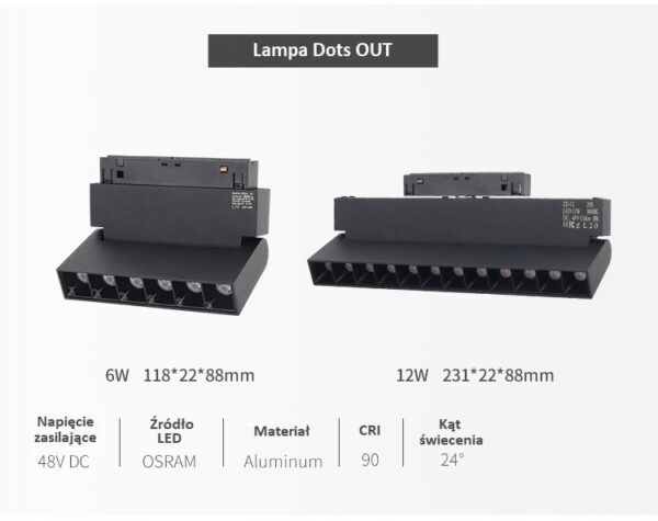 Lampa Magnetyczna 6W DOTS OUT OSRAM 3000K czarna