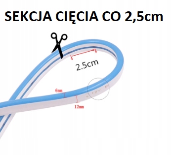 Neon LED Silicone 12V IP67 6x12 co 2,5cm Fioletowy