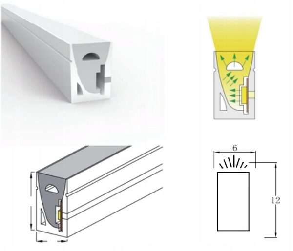 Neon LED Silicone FLAT 12V IP67 6x12 co 1cm Różowy Neon LED Silicone FLAT 12V IP67 6x12 co 1cm Różowy