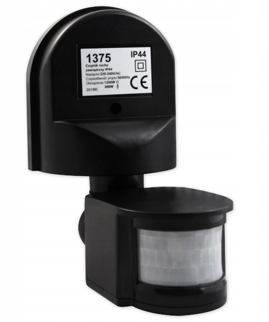 Czujnik ruchu PIR ZEWNĘTRZNY LED 180st. IP44 CZARN