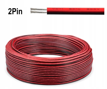 Kabel dwużyłowy przewód do taśm LED 2x1mm 1 metr Kabel dwużyłowy przewód do taśm LED 2x1mm 1 metr