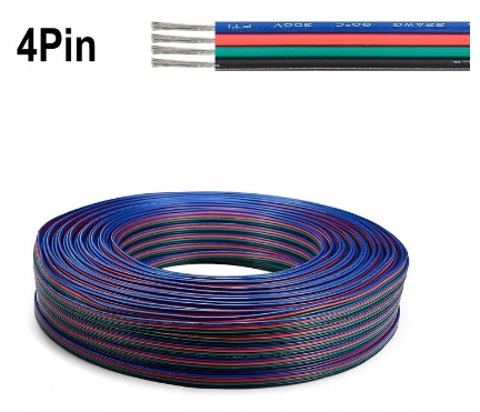 Kabel 4PIN przewód do taśm LED RGB 4x0.35mm 1 metr