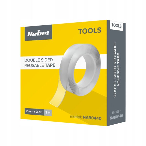 Taśma DWUSTRONNA wielokrotnego użytku NANO 3cm 3mb Taśma DWUSTRONNA wielokrotnego użytku NANO 3cm 3mb