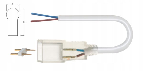 Przewód przyłączeniowy do neonu LED 8x16 mm Przewód przyłączeniowy do neonu LED 8x16 mm