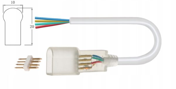 Przewód przyłączeniowy do neonu LED RGB 10×20 mm
