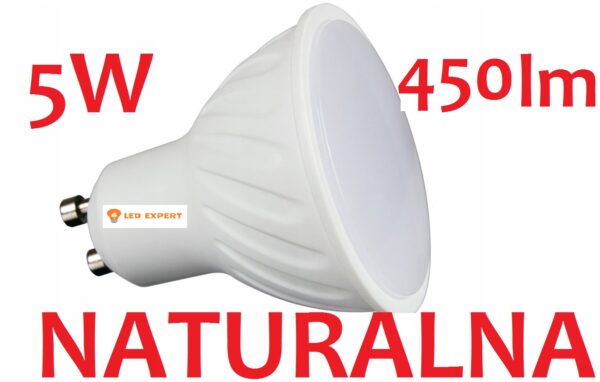 Żarówka LED GU10 5W = 50W 450lm NATURALNA Mega MOC