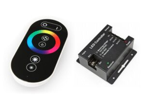 Czarny sterownik RGB z pilotem dotykowym 12V 216W