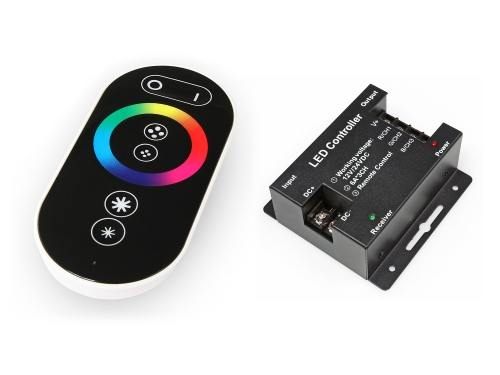 Czarny sterownik RGB z pilotem dotykowym 12V 216W