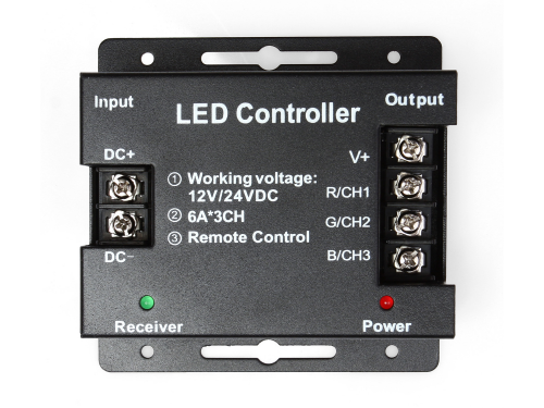 Czarny sterownik RGB z pilotem dotykowym 12V 216W