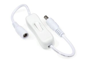 Włącznik kołyskowy biały z wtykiem i gniazdem DC