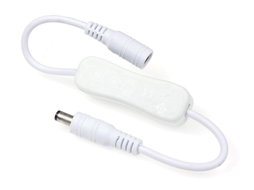 Włącznik kołyskowy biały z wtykiem i gniazdem DC