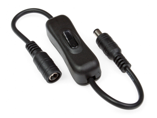 Włącznik kołyskowy czarny z wtykiem i gniazdem DC Włącznik kołyskowy czarny z wtykiem i gniazdem DC