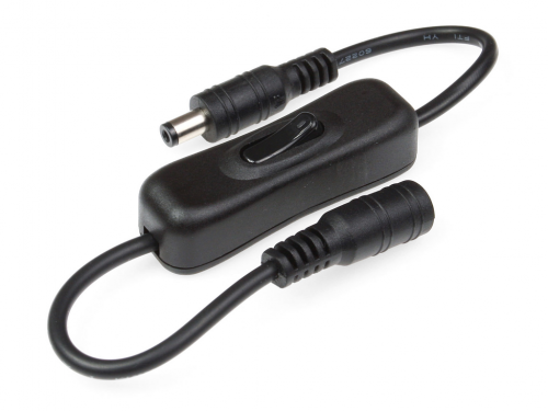 Włącznik kołyskowy czarny z wtykiem i gniazdem DC Włącznik kołyskowy czarny z wtykiem i gniazdem DC