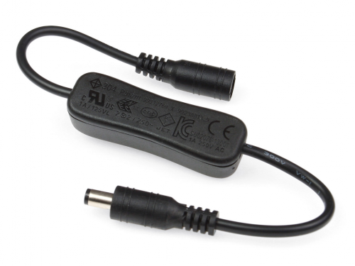 Włącznik kołyskowy czarny z wtykiem i gniazdem DC Włącznik kołyskowy czarny z wtykiem i gniazdem DC