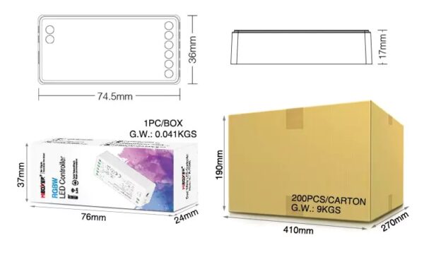 MiLIGHT FUT038S sterownik LED RGB/RGBW 12A 12-24V