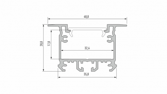 Profil LED wpuszczany inTALIA srebrny anodowany 1 m