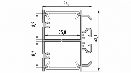Profil LED dwustronny DOPIO srebrny anodowany 1 m