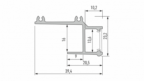 9c66b6cfc25fa530f5a3c6861f5c Profil LED krawędziowy APA16 srebrny anodowany 3 m