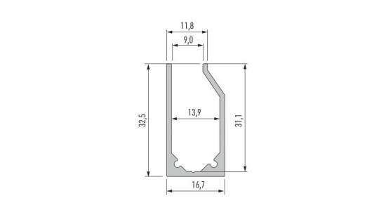 Profil LED do szyby typ I6 srebrny anodowany 3 m