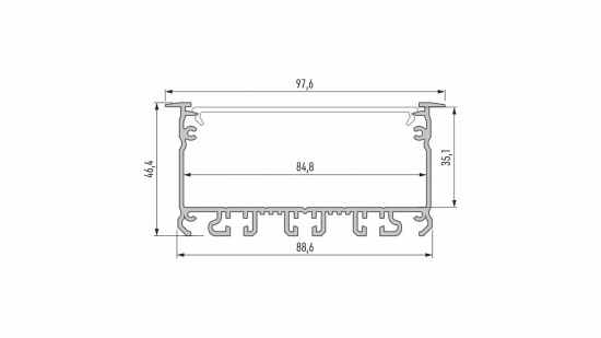 Profil LED szeroki wpuszcz. inLARGO srebrny anodowany 3 m