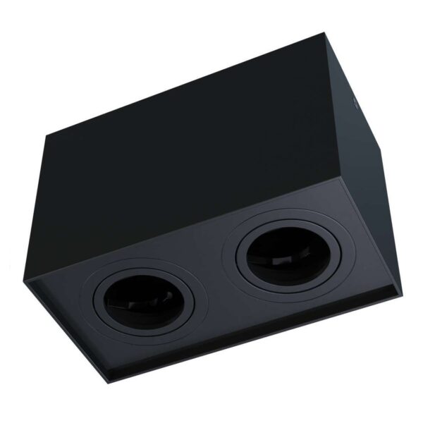 0dc83607c197befe1d53160269a4e922 Halogen natynkowy podwójny 2xGU10 kwadrat Czarny