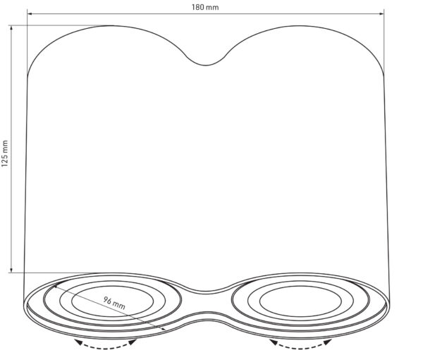 OPRAWY_RYS_TECH_DLA_MM Halogen natynkowy podwójny 2xGU10 okrągły Biały