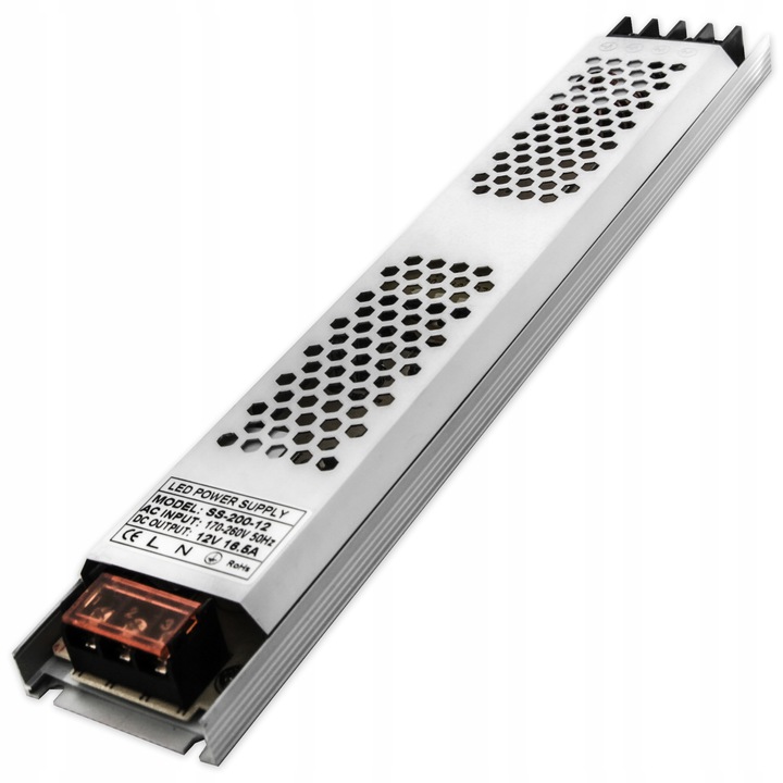 Zasilacz LED 12V 200W FLAT Ultra Slim 16.7A IP20 - Led Expert