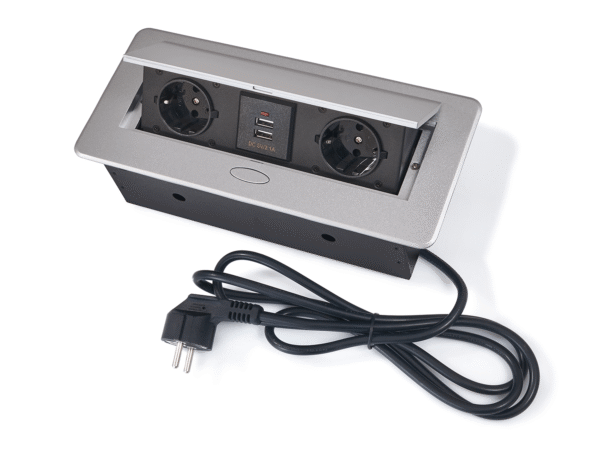 Power Port Biurkowy 2xGniazdko + 2xUSB 2.1 Multibox 2 Srebrny