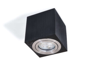 Halogen natynkowy kwadratowy 1xGU10 Czarny ze srebrnym pierścieniem