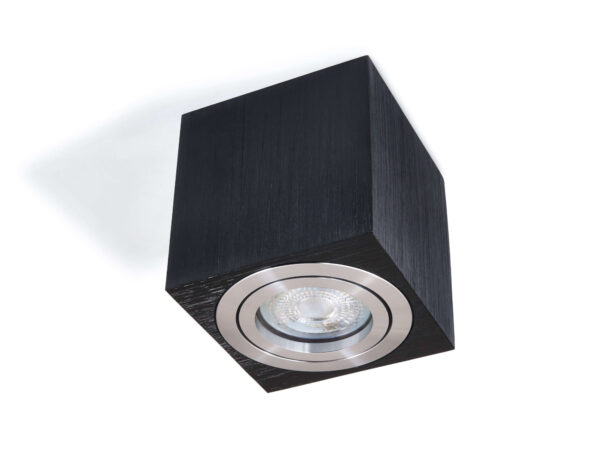 172c9758be9a4235bccdaf299531aaaa Halogen natynkowy kwadratowy 1xGU10 Czarny ze srebrnym pierścieniem