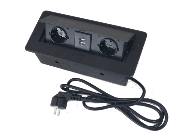 Power Port Biurkowy 2xGniazdko + 2xUSB 2.1 Multibox 2 Czarny