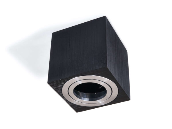 21217770ed944513ac09e3059d3cfc63 Halogen natynkowy kwadratowy 1xGU10 Czarny ze srebrnym pierścieniem