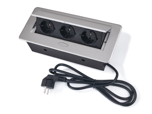 Power Port Biurkowy 3xGniazdko sieciowe 230V Multibox Srebrny