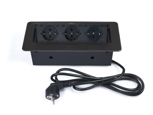 Power Port Biurkowy 3xGniazdko sieciowe 230V Multibox Czarny