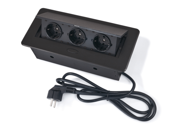 Power Port Biurkowy 3xGniazdko sieciowe 230V Multibox Czarny