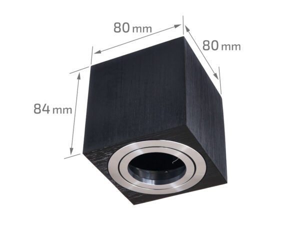 9333e5895d481e84c4837622801c3198 Halogen natynkowy kwadratowy 1xGU10 Czarny ze srebrnym pierścieniem