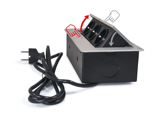 Power Port Biurkowy 3xGniazdko sieciowe 230V Multibox Srebrny