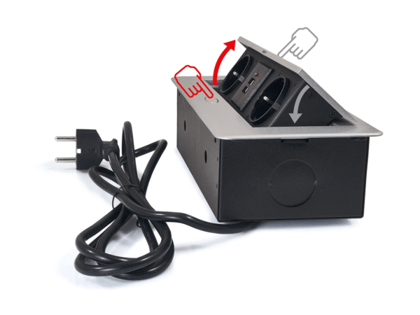 Power Port Biurkowy 2xGniazdko + 2xUSB 2.1 Multibox 2 Srebrny