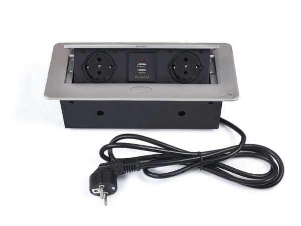 Power Port Biurkowy 2xGniazdko + 2xUSB 2.1 Multibox 2 Srebrny