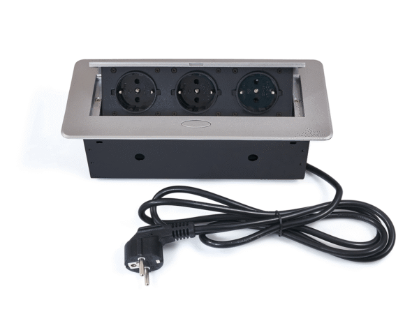 Power Port Biurkowy 3xGniazdko sieciowe 230V Multibox Srebrny