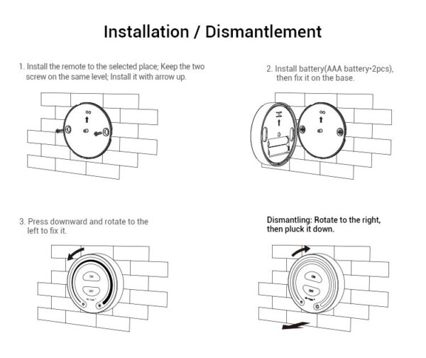 Mi-Light FUT087-B czarny pilot naścienny ściemniacz 2xAAA