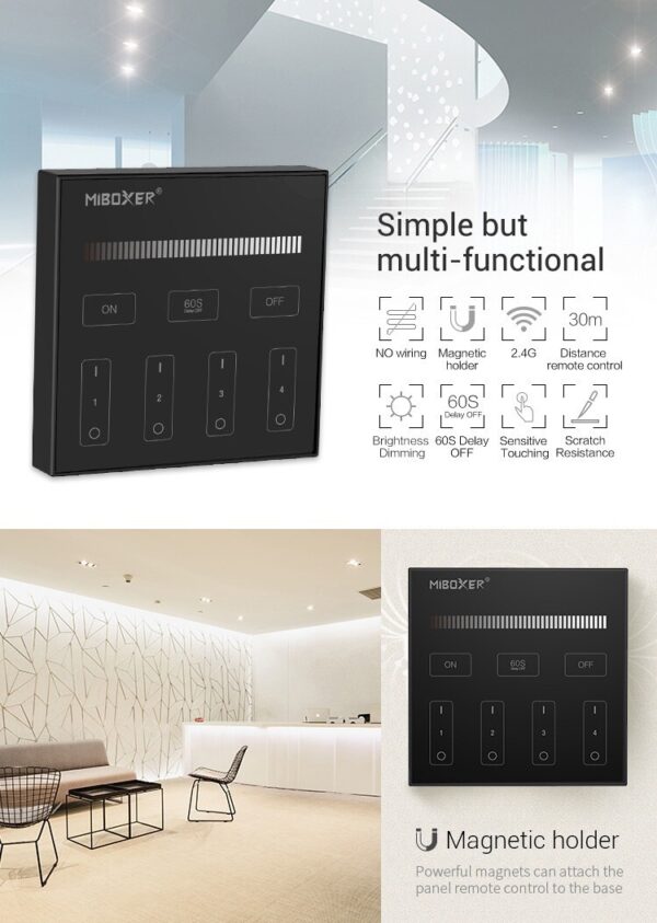 Sterownik dotykowy MiLight B1-B Czarny Mono - bateryjny