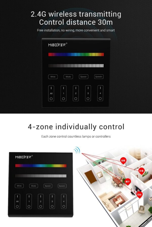 0b02b5af4d4be1cd21f4d58c1f1bd289 Sterownik LED RGB/RGBW dotykowy MiLight B3-B Czarny - bateryjny