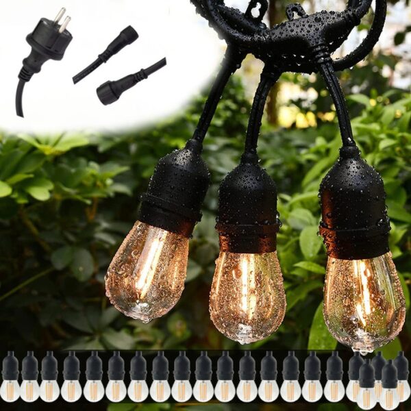 12722dccc7602303a6e77ac29dfac7f4 Girlanda ogrodowa 15m + 15 żarówek LED Filament 1W