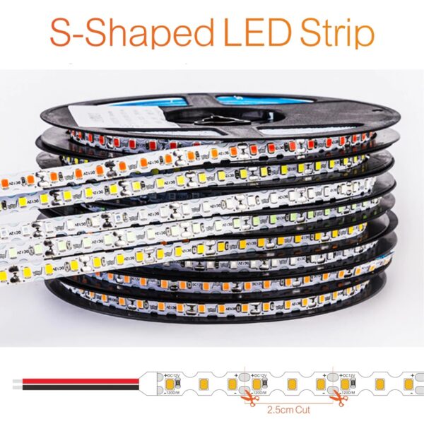Taśma LED 12V S-SHAPE 6mm PRO 9.6W/m 120xSMD2835 - Żółta