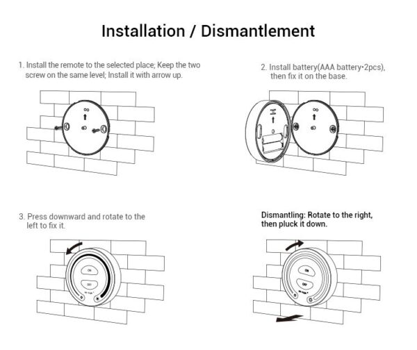 Mi-Light FUT087 pilot naścienny ściemniacz 2xAAA