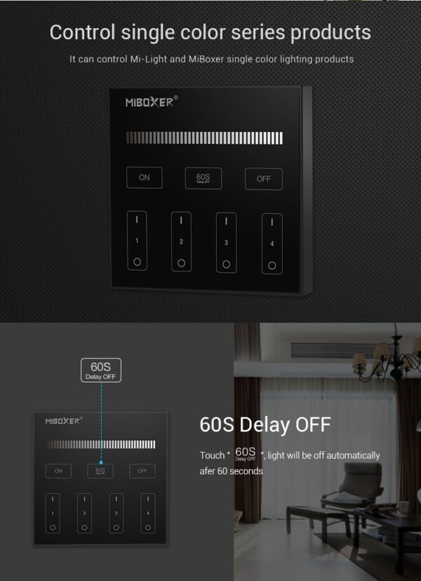 Sterownik dotykowy MiLight B1-B Czarny Mono - bateryjny