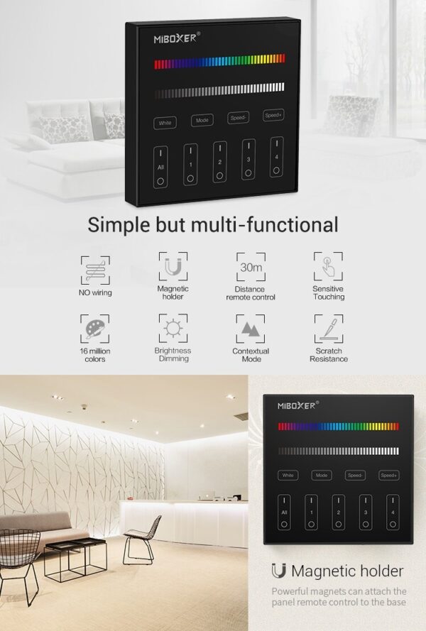 4ea899f6b49bd073165276209e85afc8 Sterownik LED RGB/RGBW dotykowy MiLight B3-B Czarny - bateryjny