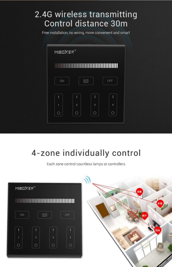 Sterownik dotykowy MiLight B1-B Czarny Mono - bateryjny