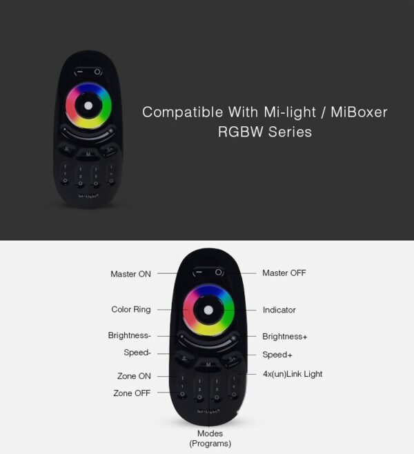 Pilot MiLight FUT096-B Czarny RGB/RGBW - 4 strefy